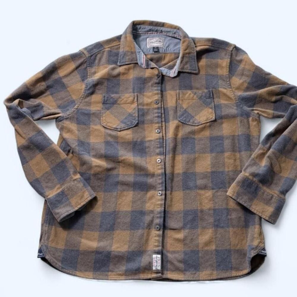 Flag & Anthem brown and blue plaid flannel shirt in XL